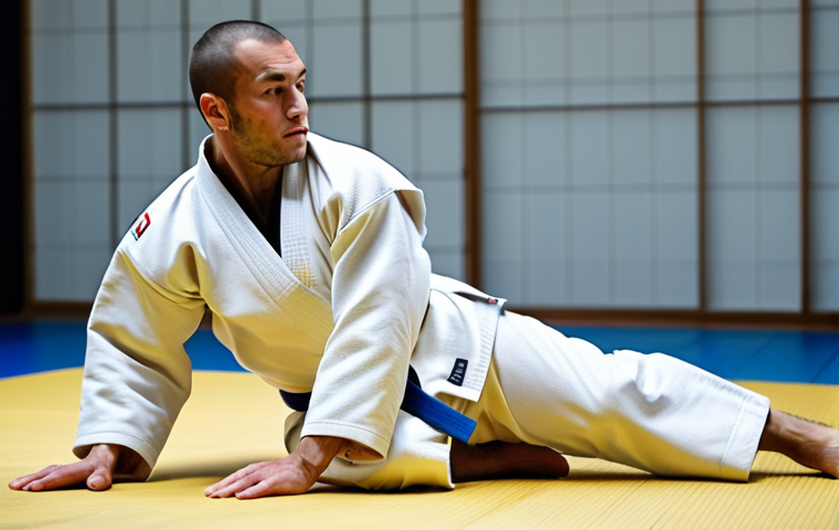 **A highly skilled professional judoka, focused and dynamic, executing a perfectly controlled projection technique. The athlete is in a natural pose, mid-movement, demonstrating precision and power on a clean, traditional tatami mat within a modern, well-lit dojo. The judoka is dressed in a crisp white judogi, fully clothed, with appropriate attire. The background is softly blurred to emphasize the action. Perfect anatomy, correct proportions, well-formed hands, proper finger count, natural body proportions, professional sports photography, high resolution, sharp focus, vibrant colors, safe for work, appropriate content, fully clothed, professional, modest.**