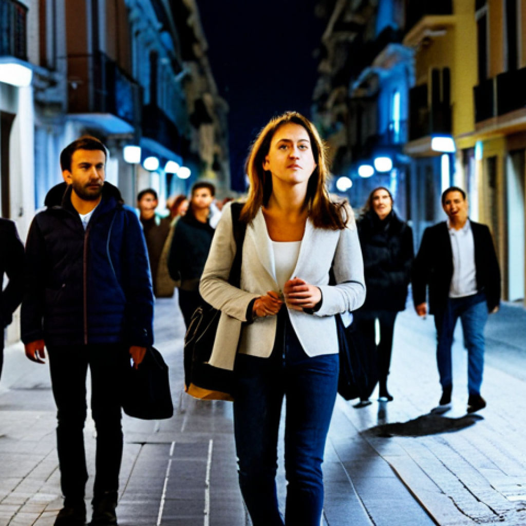 유도 및 호신술 차이 - Recognizing Danger**

"A woman walking down a street in Madrid at night, noticing a group of people ...