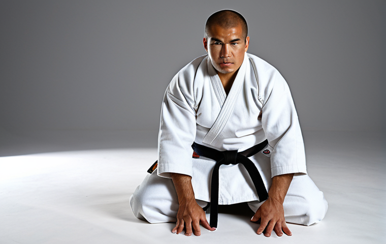 유도 도복 세탁 방법 - Close-Up of a Judogi Patch**

"Detailed macro shot of a judogi patch with a dojo's emblem, fully clo...