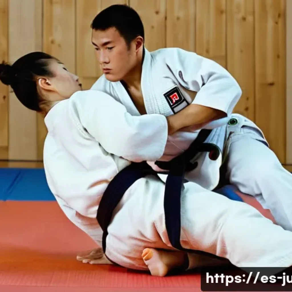 유도와 피트니스 병행 사례 - **Prompt:** A dynamic, full-body shot of a male or female judoka (wearing a clean, standard judogi w...