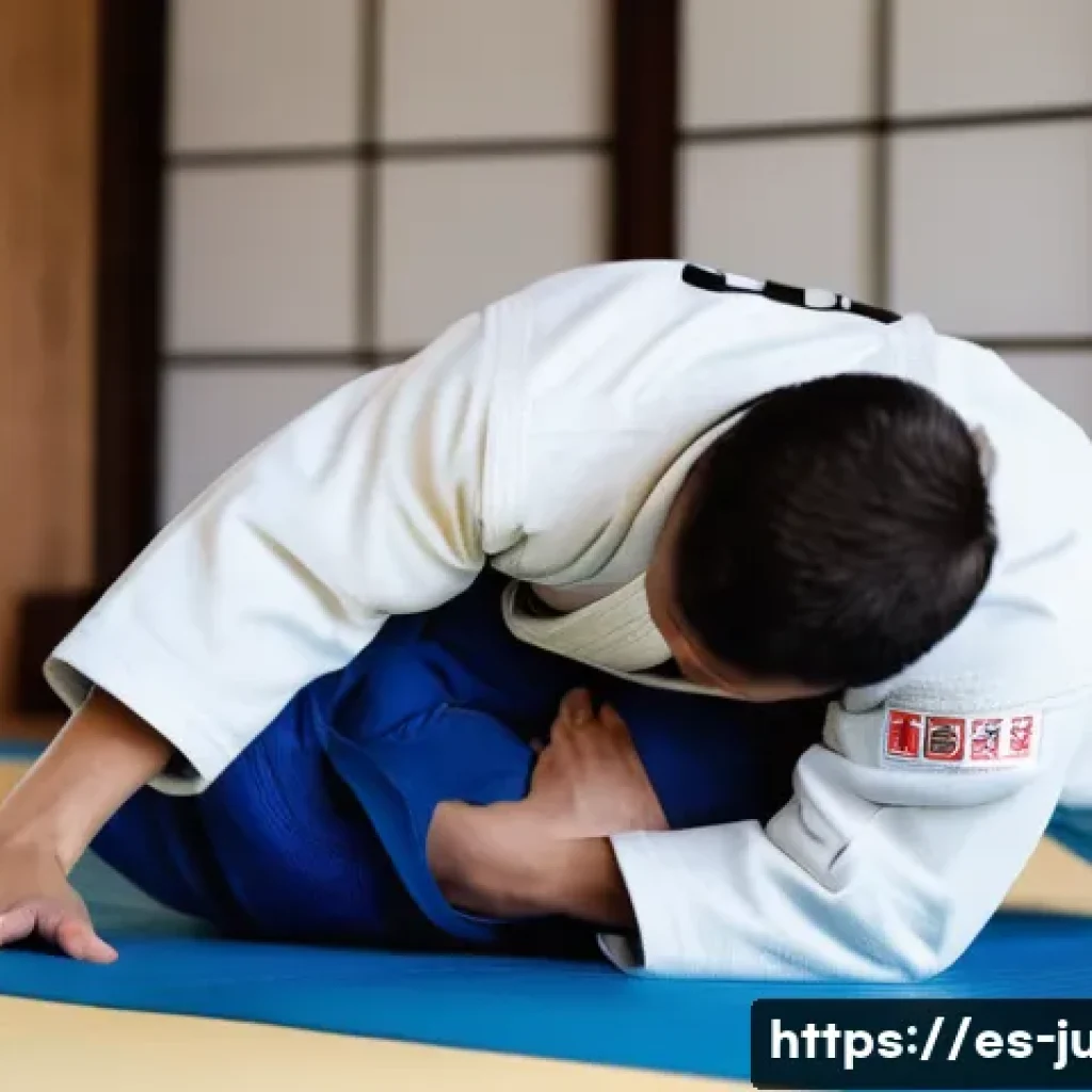 유도 강의 DVD 추천 - A focused judo training session at home showing a young adult male wearing a traditional white gi pr...