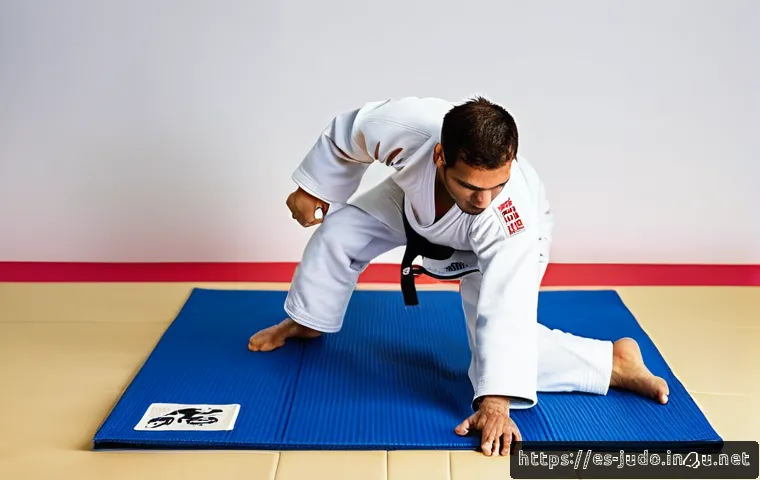유도 도복 디자인의 변화 - A high-performance judo athlete wearing a modern judogi made from a cotton-polyester blend, featurin...